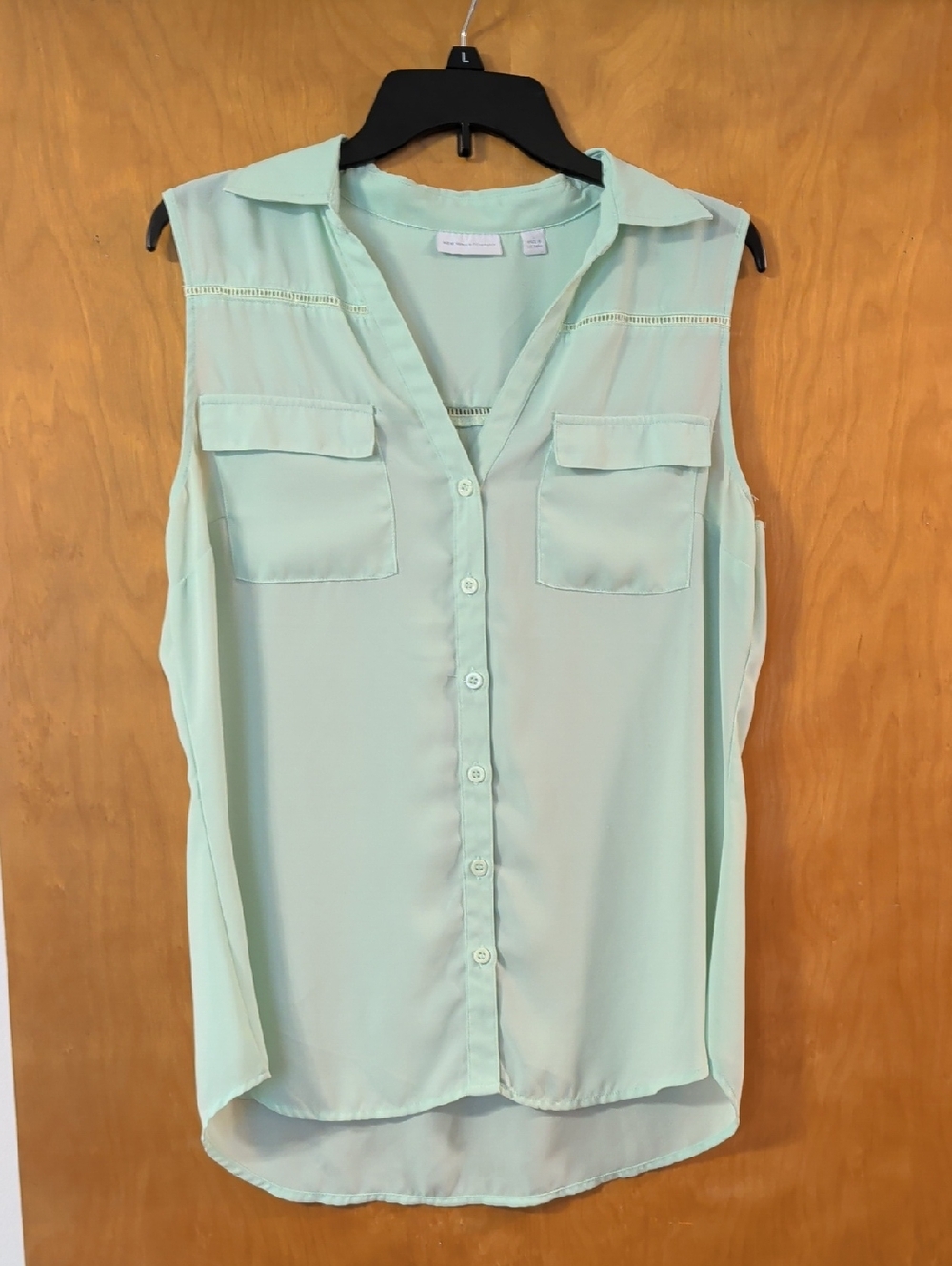New York & Company Mint Sleeveless Button-Front Blouse